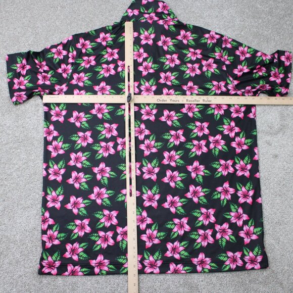 USAG You Suck at Golf Polo Shirt Mens 2XL XXL Black/Pink Floral Poly Stretch S/S - Picture 9 of 12